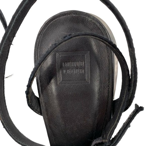 HERVE LEGER Black Rhinestone Studded Platform Stiletto Sandals Size 38.5 - Picture 9 of 11